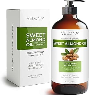 velona Sweet Almond Oil - 16 Fl Oz in Glass Bottle | 100% Pure and Natural Carrier Oil |Cold Pressed | Skin, Hair, Body & Face Moisturizing | Use Today - Enjoy Results…