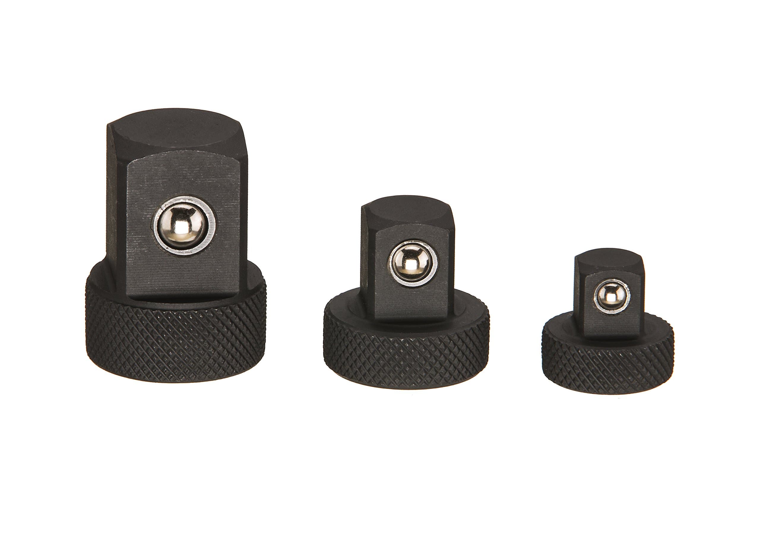 ARES 70198 - Low Profile Impact Socket Adapter Set - Impact-Rated Heat-Treated Chrome Vanadium Steel Features Knurling For Enhanced Grip