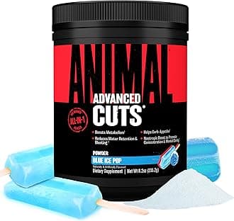 ANIMAL Cuts Powder Blue Ice Pop – All-in-One Formula with Over 4,000 mg of Active Ingredients per Serving, incl. Caffeine – Thermogenic Supplement to aid Weight Loss – 42 Servings