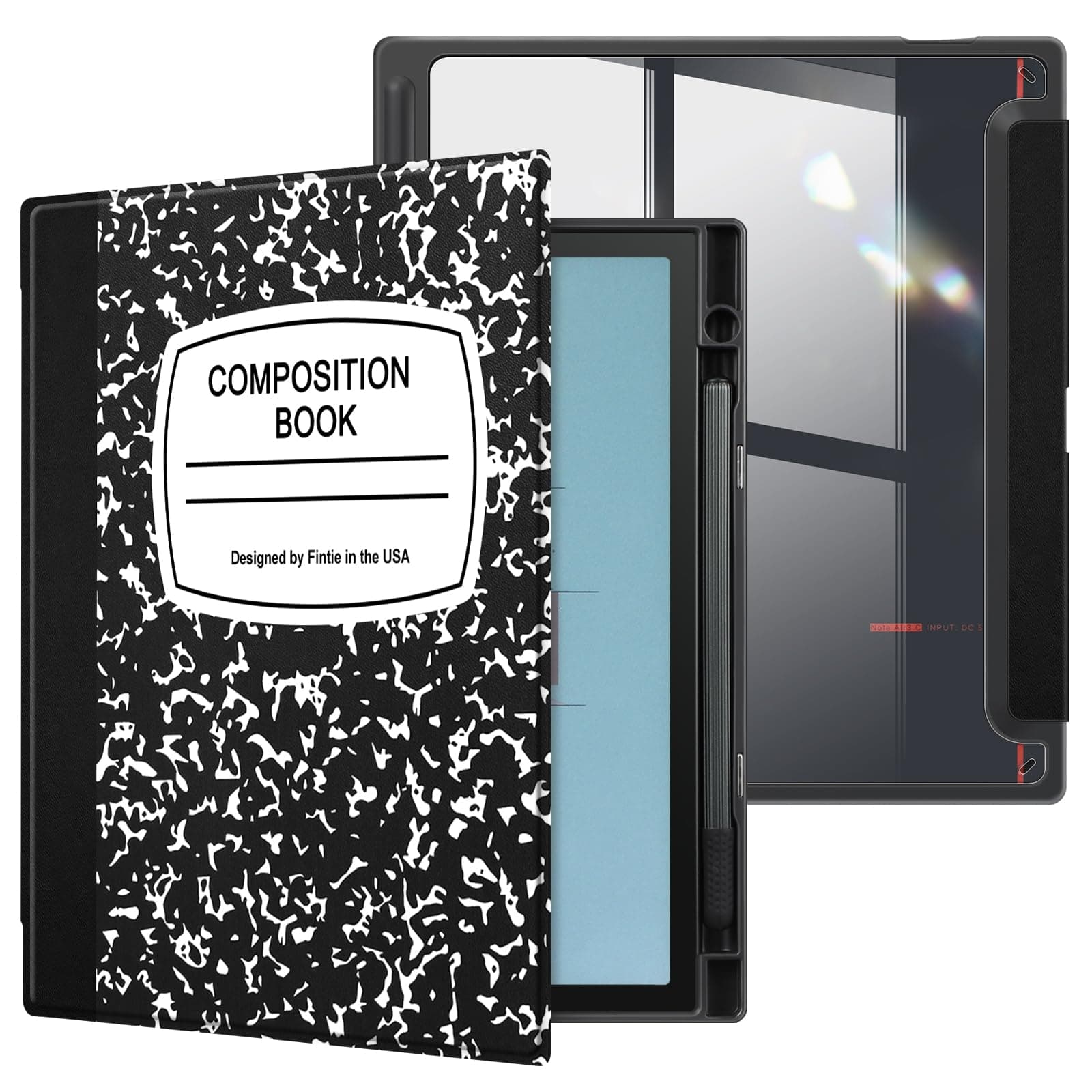 Case for 10.3" Boox Note Air4 C (2024)/ Air3 C/ Air3 B/W (2023) ePaper - Slim Lightweight PU Leather Book Folio Cover Auto Sleep/Wake, Built-in Pen Holder, Composition Book