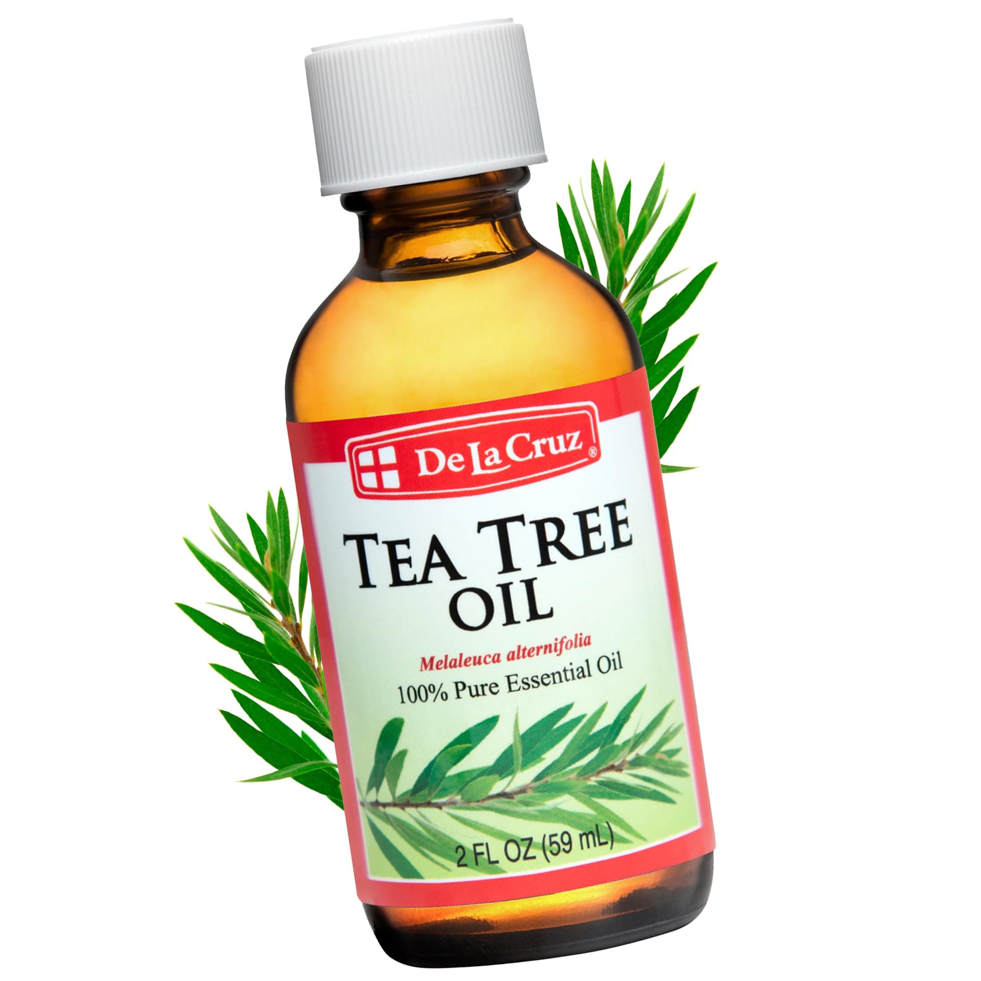 De La Cruz 100% Pure Tea Tree Oil - Steam Distilled Tea Tree Essential Oil for Aromatherapy - 2 FL OZ (59 mL)