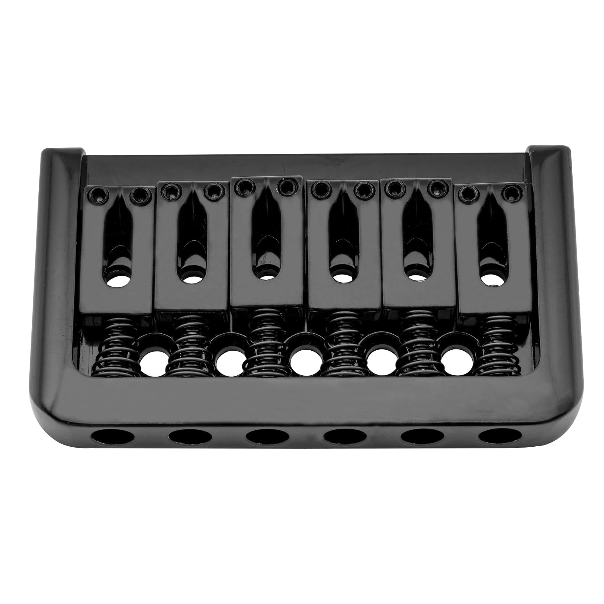 Musiclily 52.5mm Edged Fixed Hardtail Guitar Bridge for 6 String Electric Guitar, Black