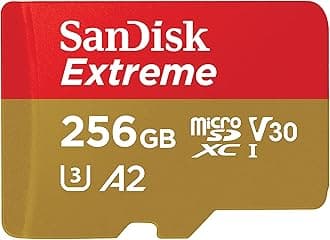 256GB Extreme microSDXC card +SD adapter, microSD card for smartphones, action cameras, drones, V30, up to 190 MB/s, SanDisk QuickFlow Technology, RescuePro Deluxe, UHS-I, 4k, V30, A2, C10, U3