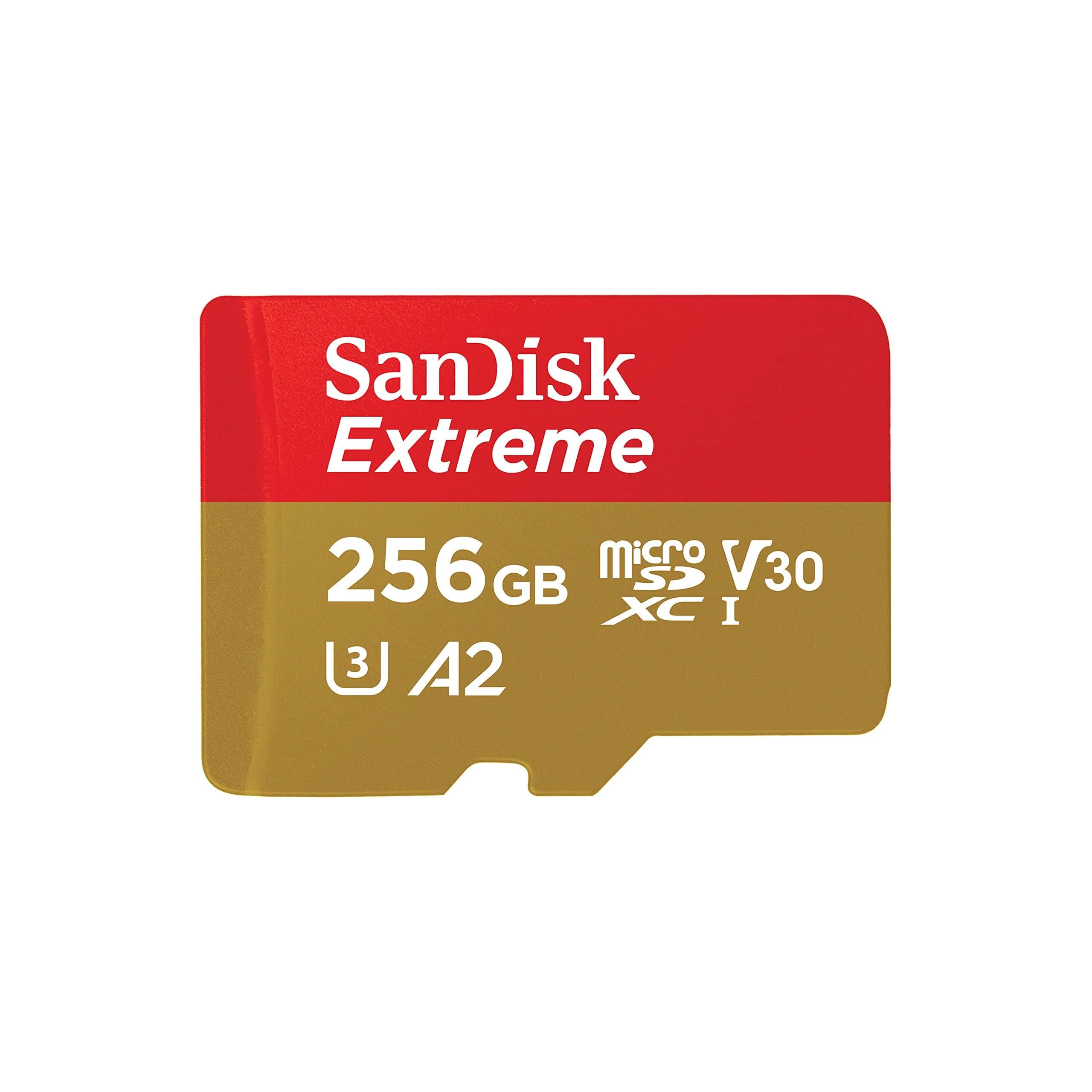 256GB Extreme microSDXC UHS-I Memory Card with Adapter - C10, U3, V30, 4K, 5K, A2, Micro SD Card - SDSQXAV-256G-GN6MA