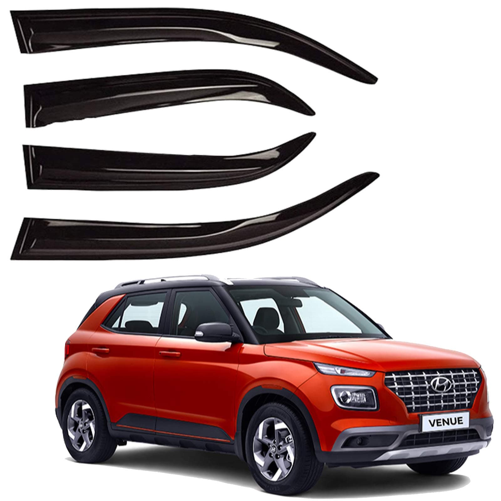 Autofact Bossy Side Window Deflector/Door Visor/Wind Guard/Rain Guard Compatible with Hyundai Venue (2019 to 2021)