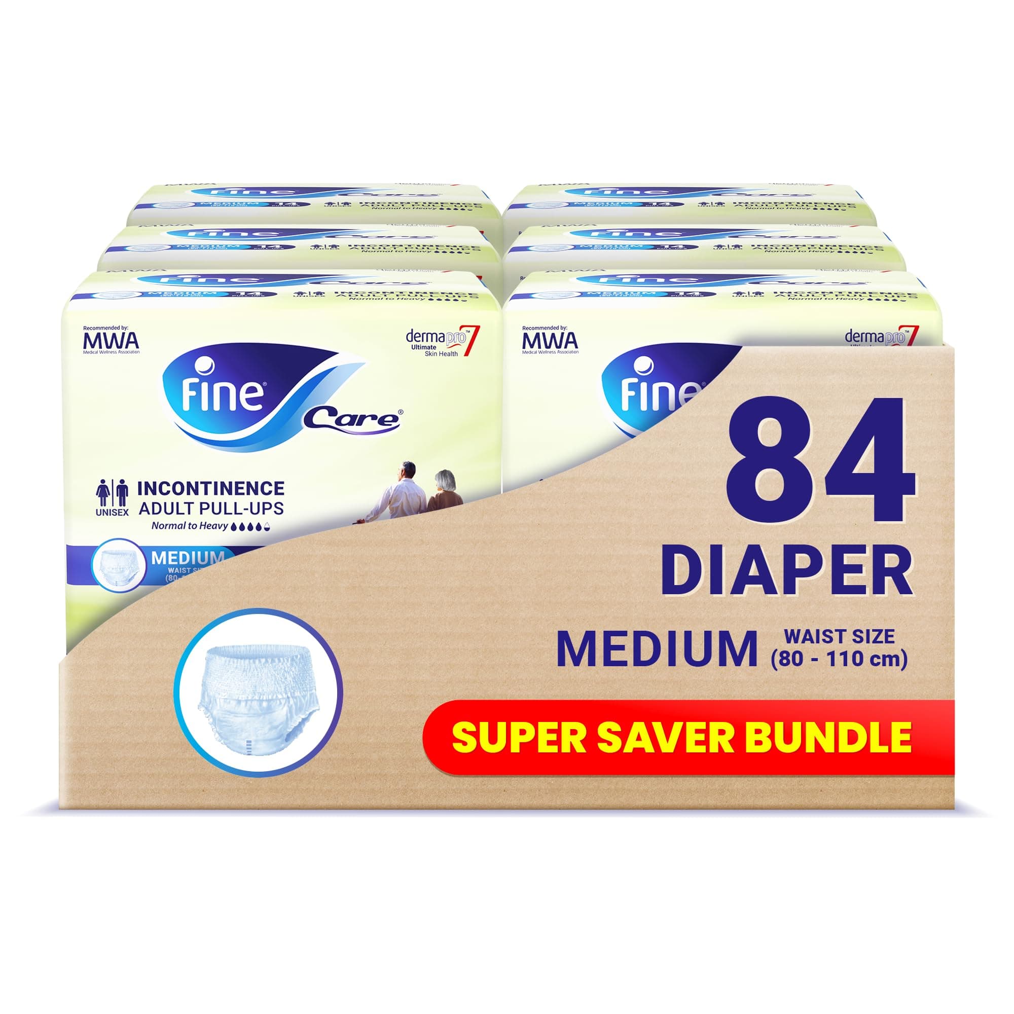 Adult Incontinence Diaper Pull-ups, Medium size 80 – 110cm, 84 Diapers