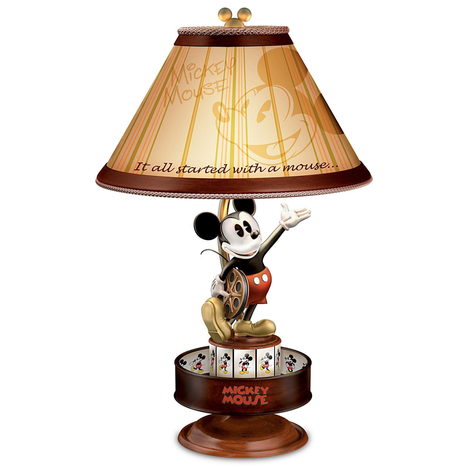 The Bradford Exchange Disney Mickey Mouse Animation Magic Motion Lamp, 20-inch Tall, Praxinoscope Base, Illuminated Shade