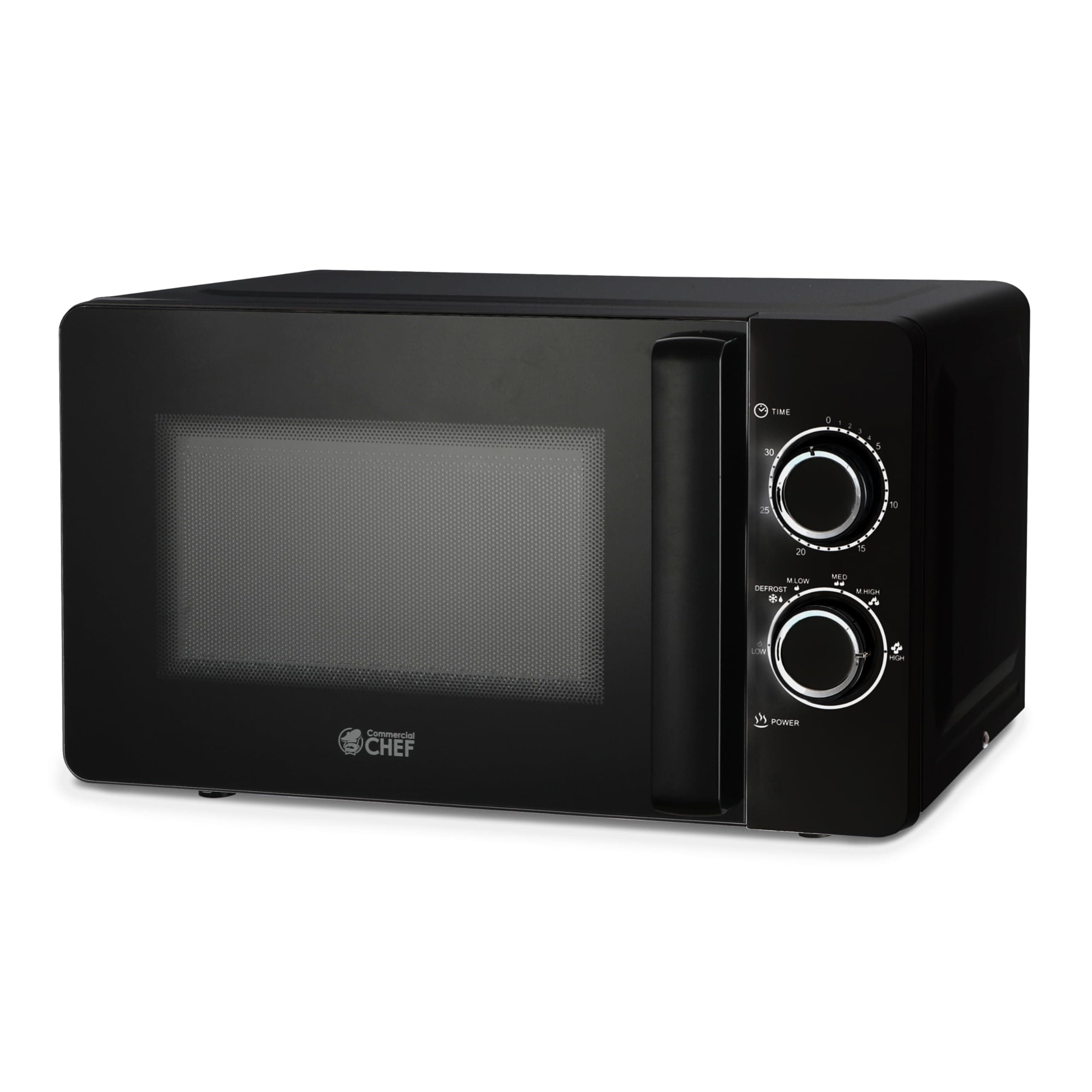 COMMERCIAL CHEF Black Microwave 0.7 Cu. Ft. with Rotary Switch Knob, 700W Countertop Small Microwave with Microwave Turntable Plate, 6 Level Power Tabletop Microwave with Microwave Handle
