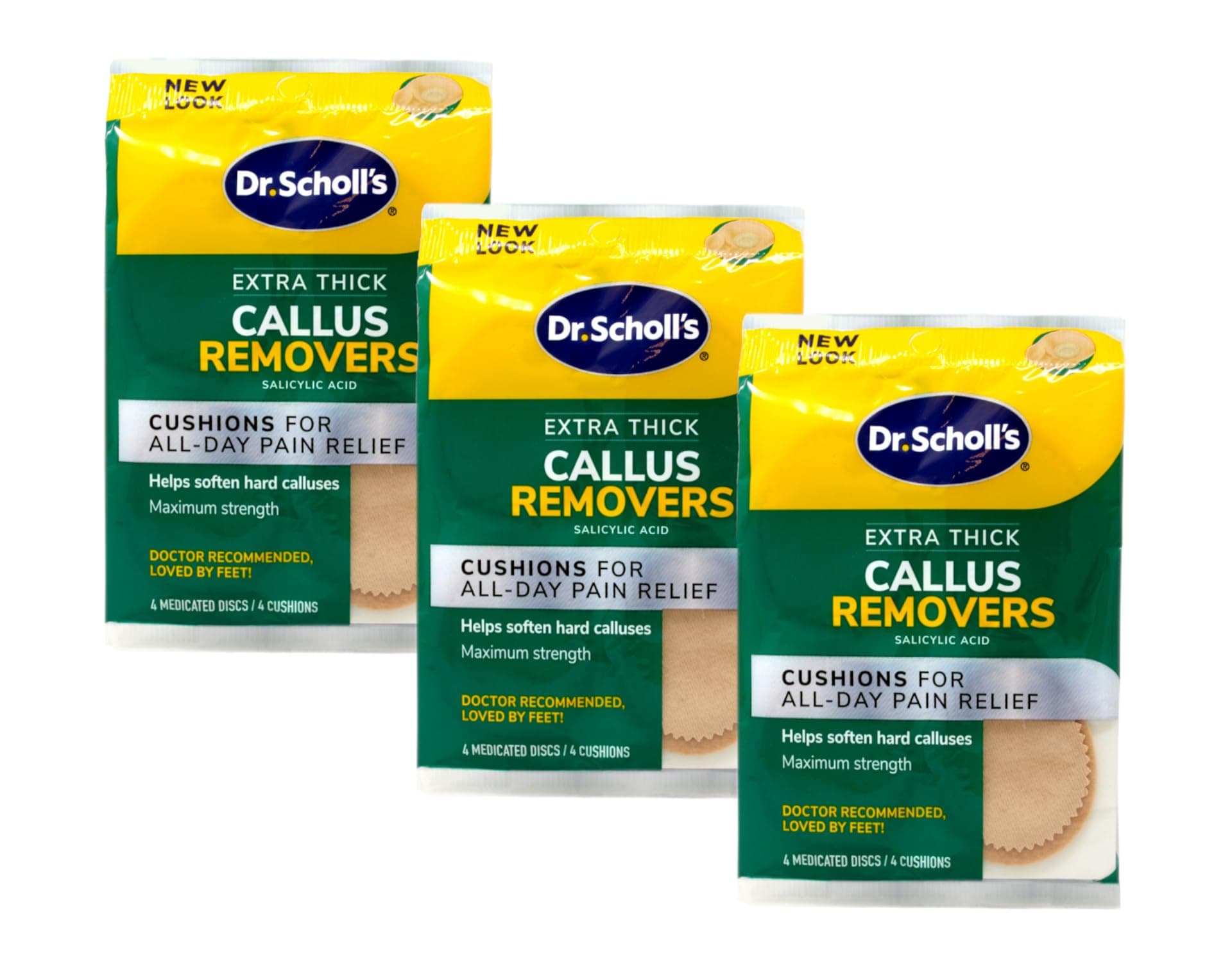 Dr. Scholl's Extra Thick Callus Removers 4 Cushions ea.(Packs of 3)