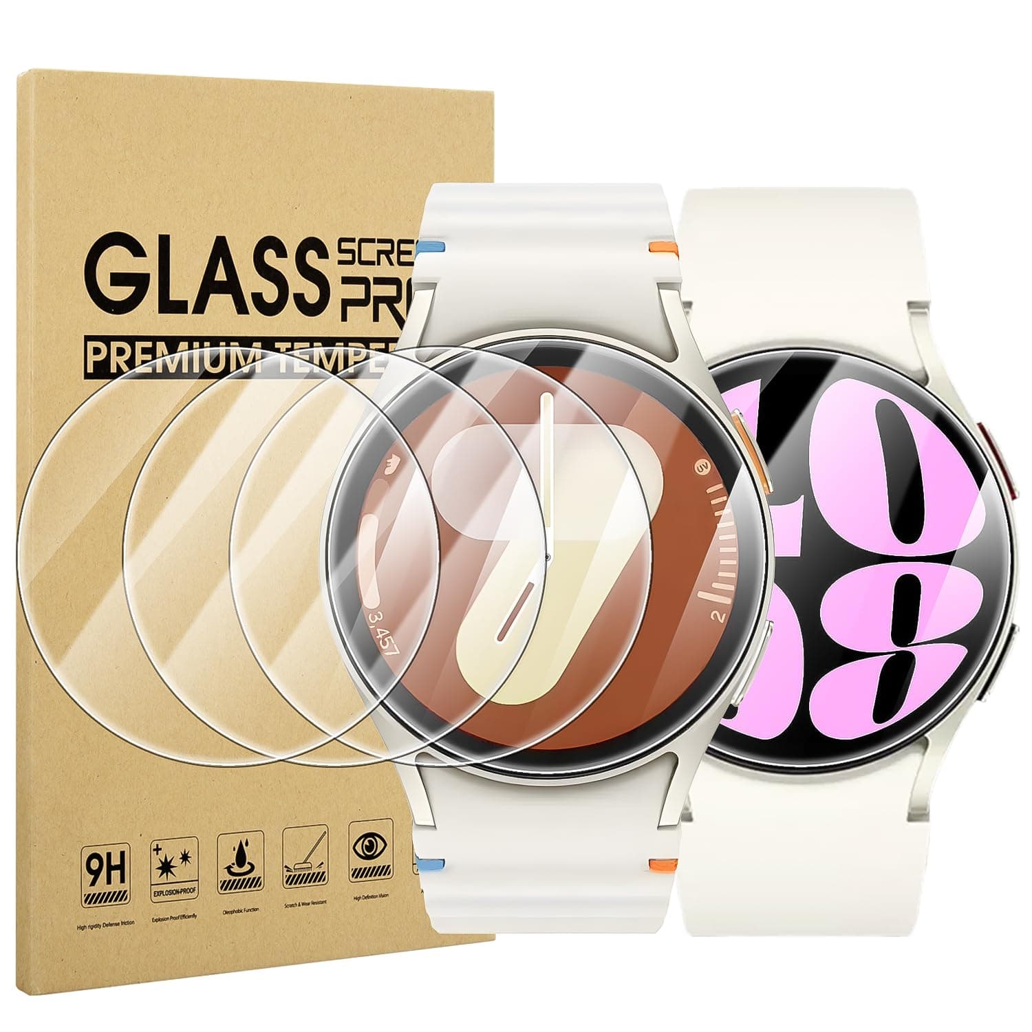 Suoman 4-Pack Screen Protector for Samsung Galaxy Watch 7/6/5/4 40mm, Tempered Glass Protectors Perfectly Fit for Galaxy 40 mm Smartwatches