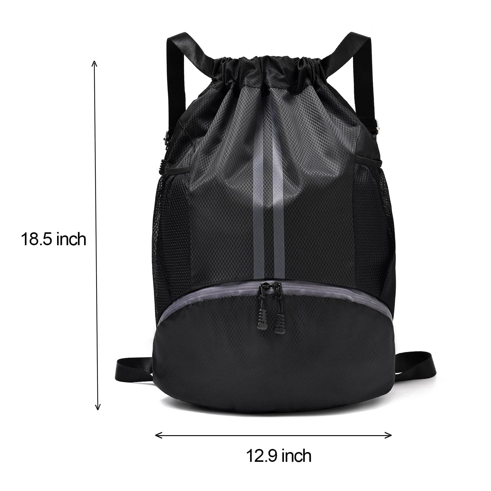 Drawstring Gym Bag for Men, Waterproof Drawstring Backpack for Women, Swim with Shoes Compartment, Pull String Sport Bag for Soccer and Basketball. (Rose)