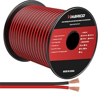 12Gauge 100FT Electrical Wire - 2 Conductor Red/Black Cable for LED Lighting Strips - 12AWG Copper Clad Aluminum - 12V/24V DC