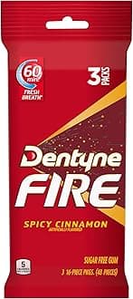Dentyne Fire Sugar Free Gum (Spicy Cinnamon, 16 Piece, Pack of 3)