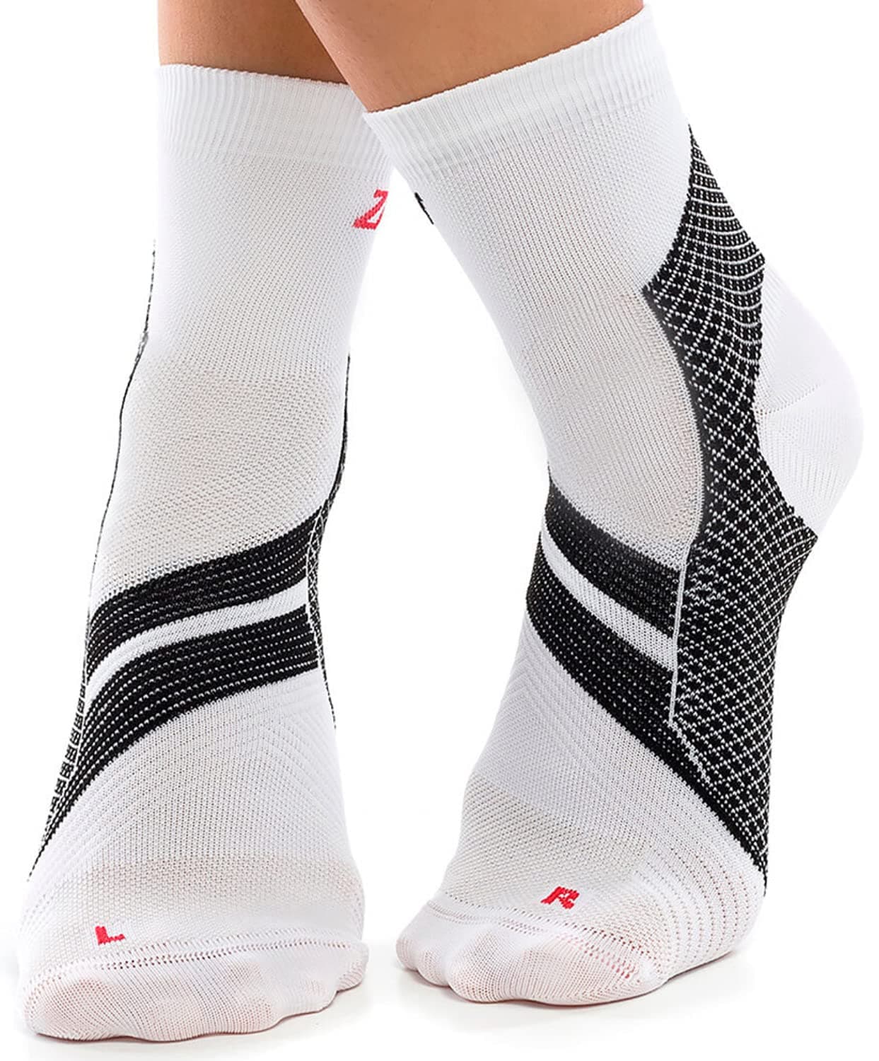 ZaTech Plantar Fasciitis Sock, Compression Socks. Heel, Ankle & Arch Support. (White/Black, XX-Large)