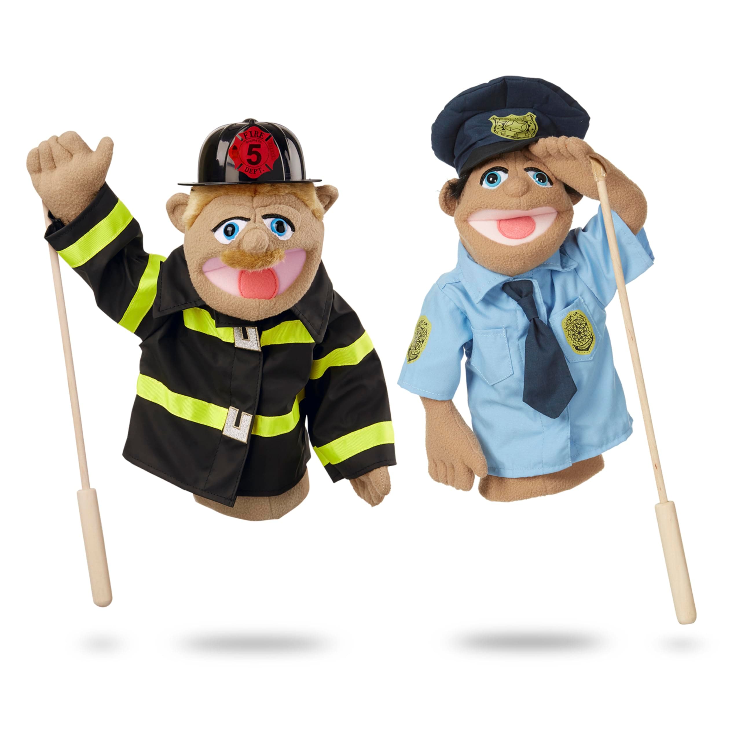 Melissa & Doug Puppet Bundle - Police Officer and Firefighter