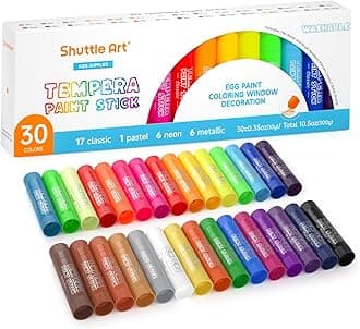 Tempera Paint Sticks - 30 Solid Colours - Quick Drying - Works Great on Paper, Wood, Glass, Ceramic, Canvas