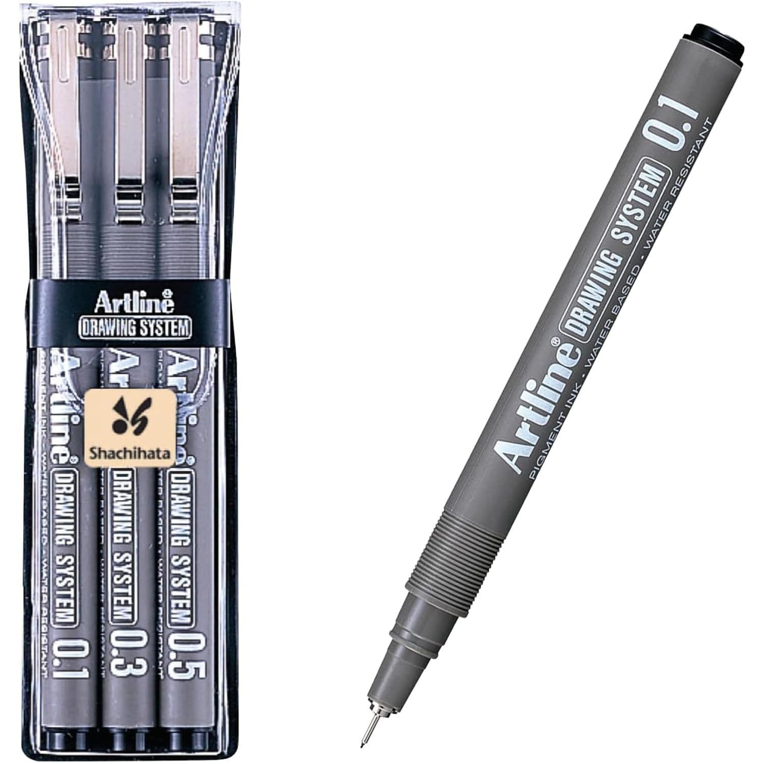 Artline 230 Drawing System Fineliner Pens, Art Technical Drawing Sketch Pens, Ideal for Drafting, Illustrating & More, Black, 0.1mm, 0.3mm, 0.5mm Fine Tips, 3-Pack