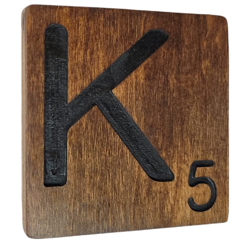 Large Scrabble Tile Letter Huge Oversize Giant Big Wall Art Home Decor Farmhouse Kitchens Living Room Bedroom Gift (8 x 8 Medium, K)