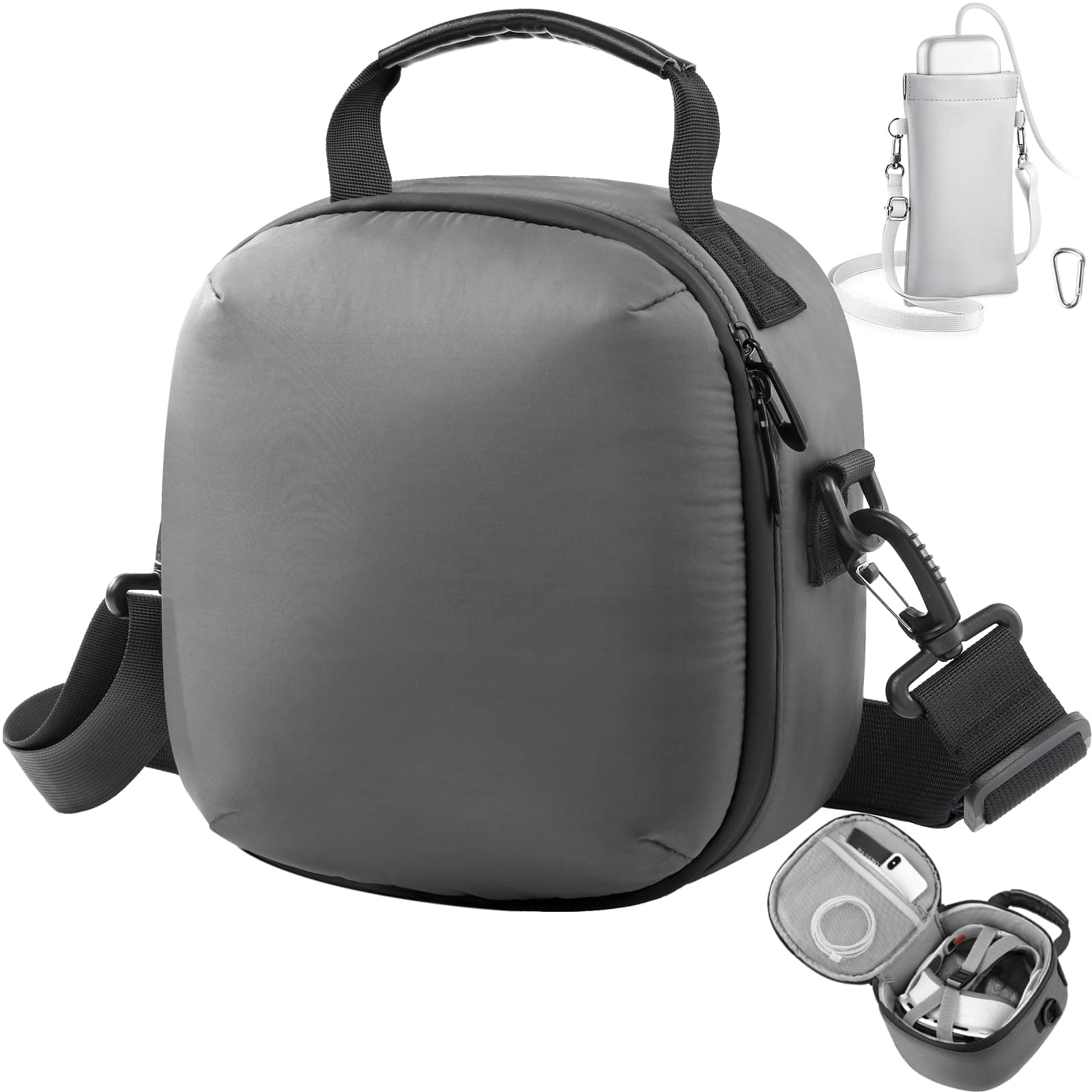 FOREGOER Pouch Designed for Apple Vision Pro Full Protection Portable Travel Case and Storage with Battery Holder - Grey