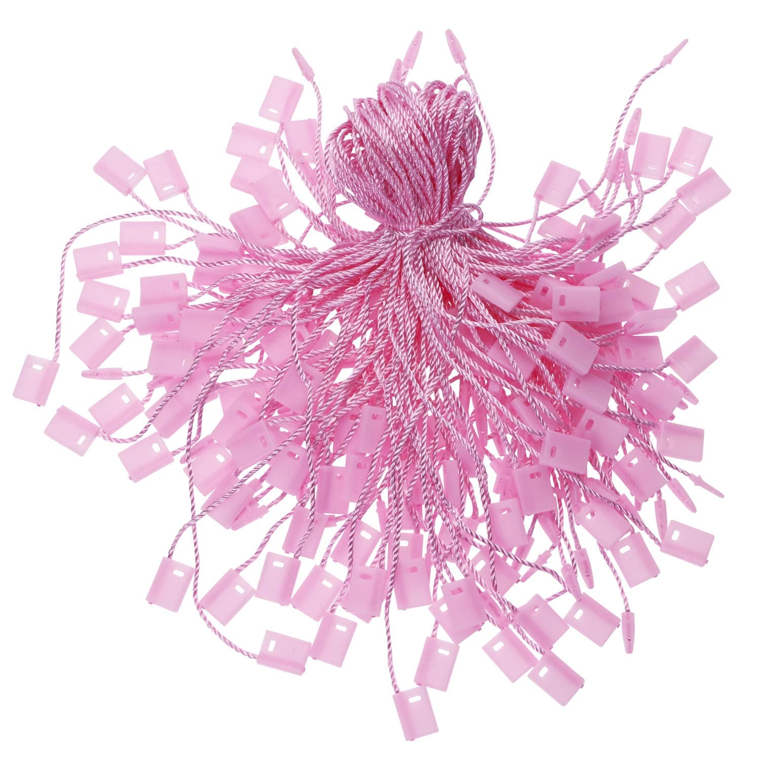Tupalizy 7 Inch Nylon Hang Tag String for Clothes Gift Bags Price Tags Shoes Snap Lock Pin Loop Fastener Hook Ties Tag Rope for Belts Pocket Squares Luggage Label Attachment, 120PCS (Pink)