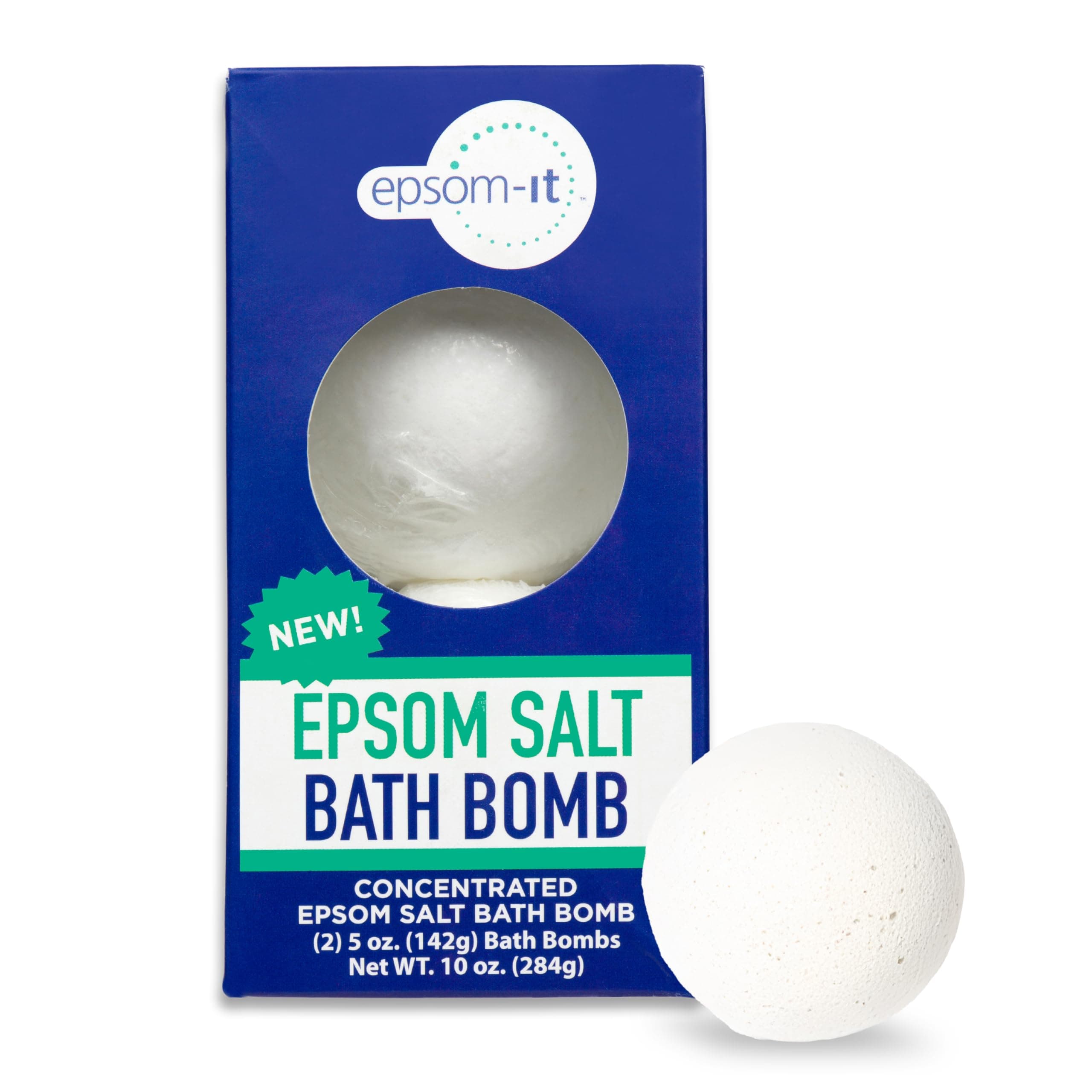 Epsom-It Epsom Salt Bath Bomb - Magnesium Sulfate Epsom Salts for Soothing and Refreshing soak, Recovery Magnesium Bath Soak for Women & Men, Unscented, 2-Pack
