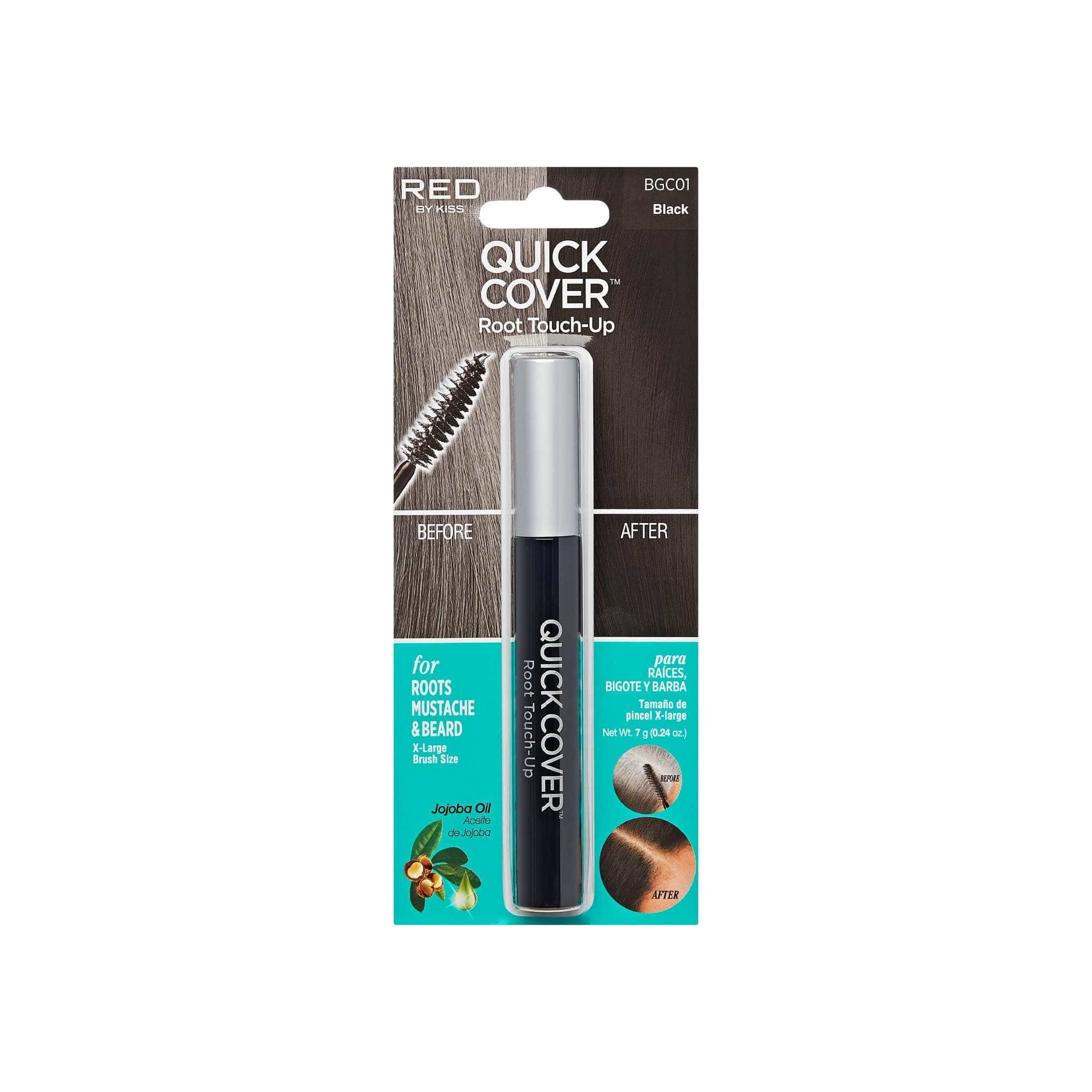 RED by KISS Quick Cover Root Touch Up Rescue (Black), Mascara Natural Water-R...