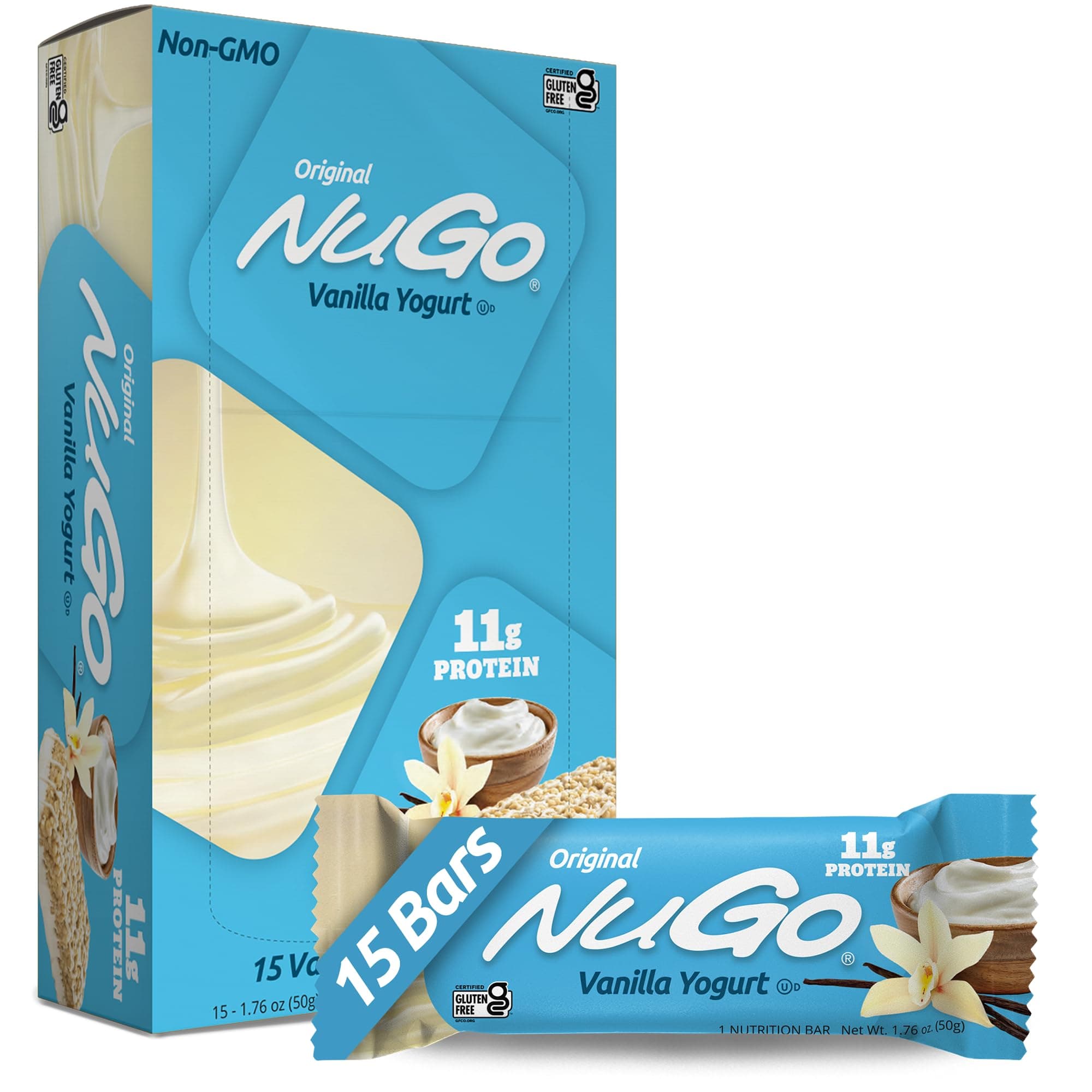 NuGoProtein Bar, Vanilla Yogurt, 1.76-Ounce Bars (Pack of 15)