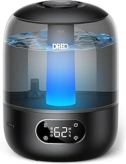 Dreo Humidifiers for Bedroom, Cool Mist Ultrasonic Humidifiers with 30Hr Runtime, Top Fill 3L Tank, Easy Clean, Humidity Sensor, Night Light for Baby, Nursery, 360° Nozzle for Plants and Home, Black