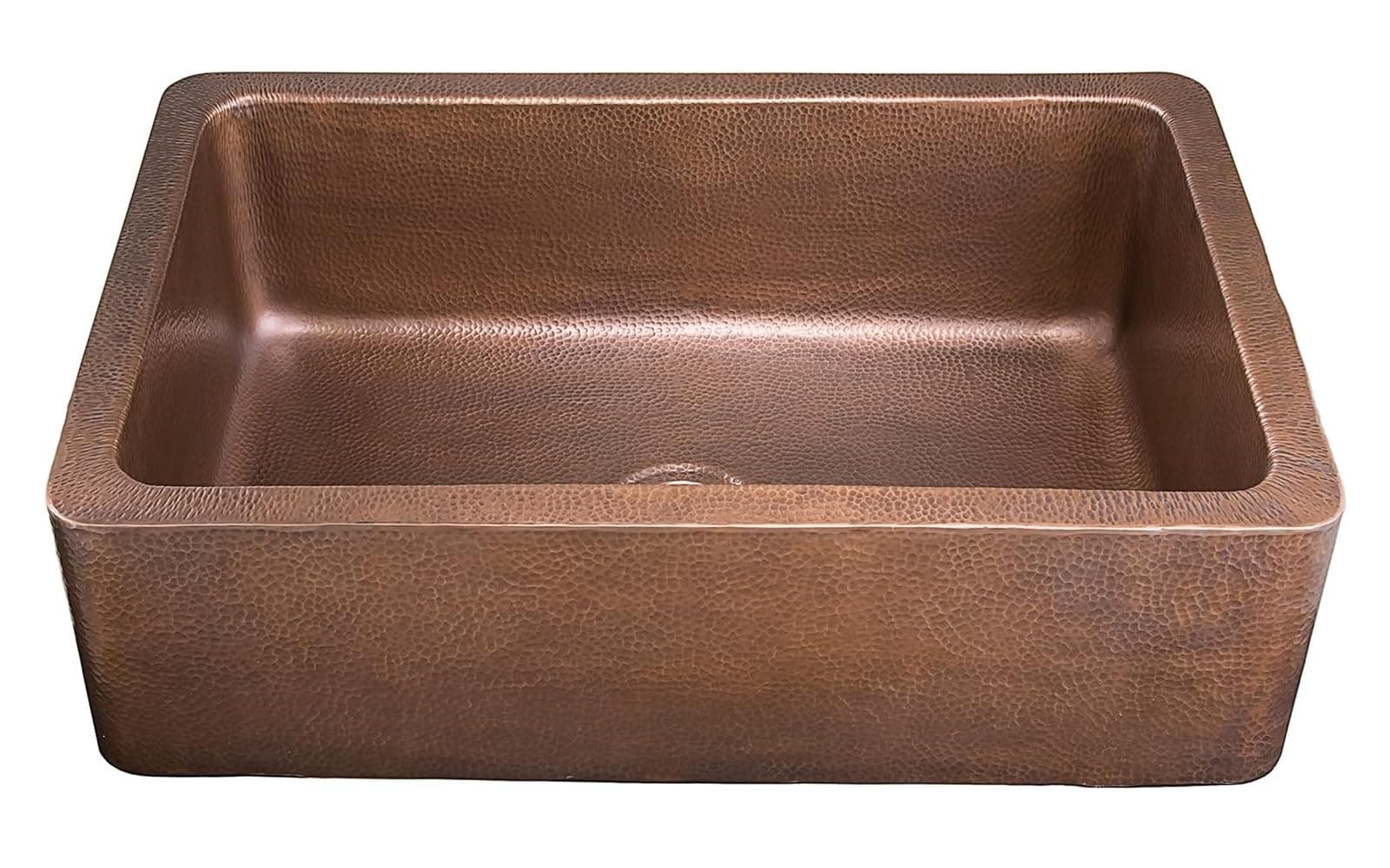 Thompson Traders - Quiroga Kitchen Farmhouse Apron Front Single Bowl Sink, 33 x 22 in, Hammered Antique Copper