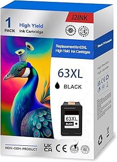 63 63XL 3830 4520 Printer Ink Cartridge for HP Black Ink 63 HP63XL for HP 63 XL Black Ink Cartridge High Yield Work for OfficeJet 3830 5255 5258 Envy 4520 4512 4513 4516 DeskJet 1112 1110 3630 Printer