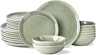 AmorArcCeramic Dinnerware Sets,Handmade Reactive Glaze Plates and Bowls Set,Highly Chip and Crack Resistant | Dishwasher & Microwave Safe Dishes Set,Service for 8 (24pc)
