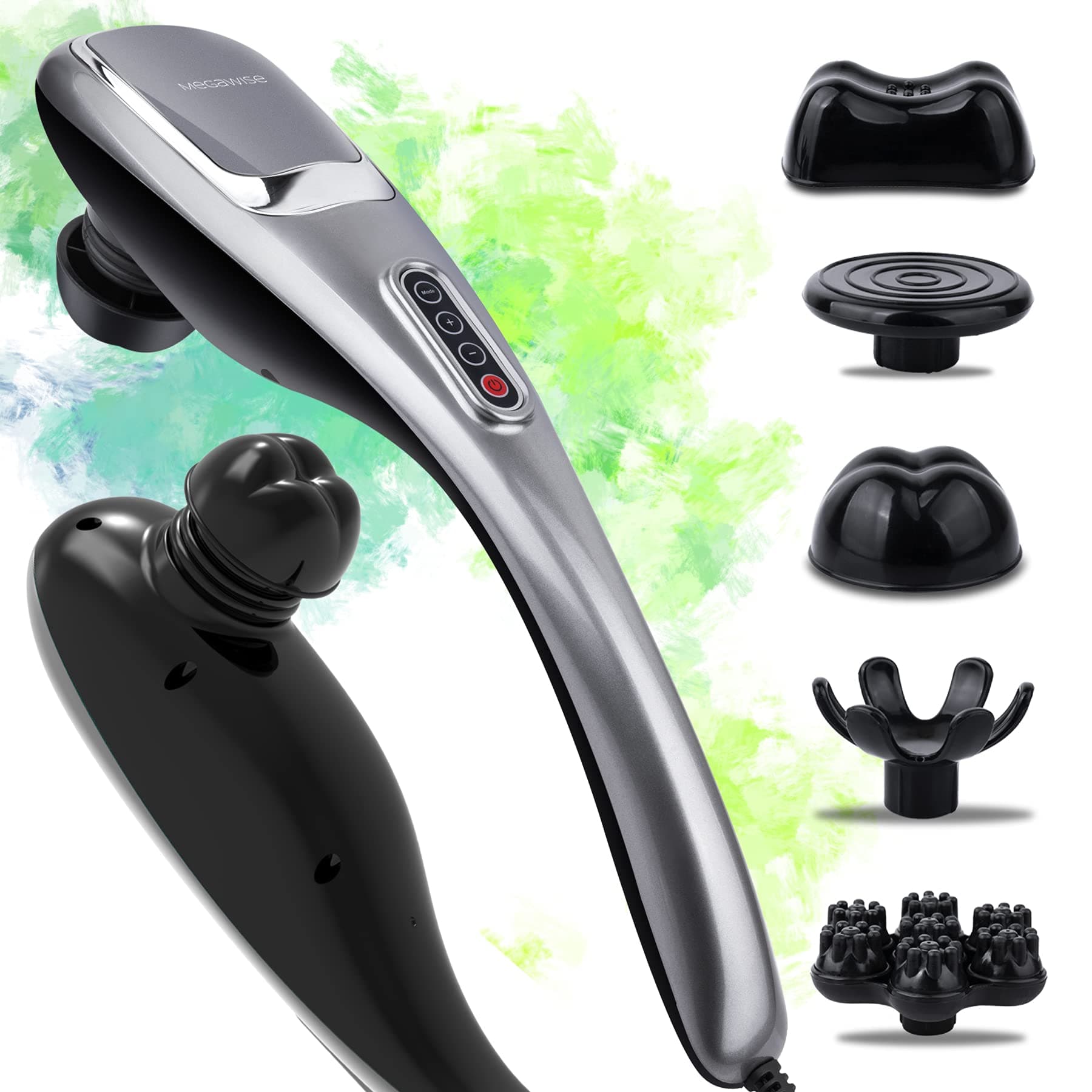 Handheld Deep Tissue Neck Back Electric Massager for Shoulder, Waist, Leg, 3700 RPM Powerful Motor with 5 +2 Nodes & 5 Speeds, Knotty Muscle, A Little Heavy