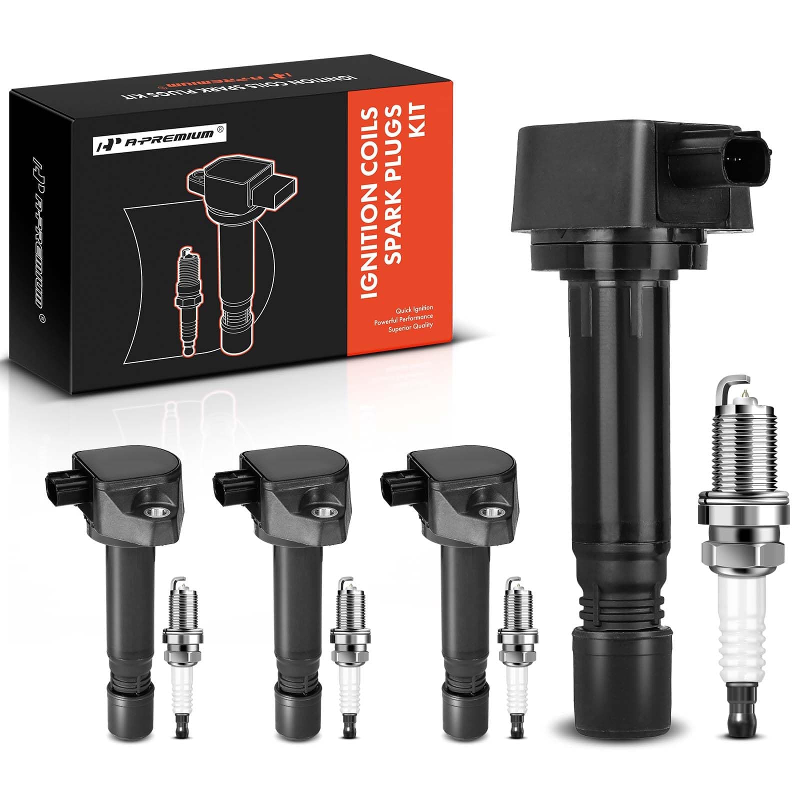 Set of 4 Ignition Coil Pack and Iridium Spark Plugs Compatible with Honda Civic 2006-2011 L4 1.8L