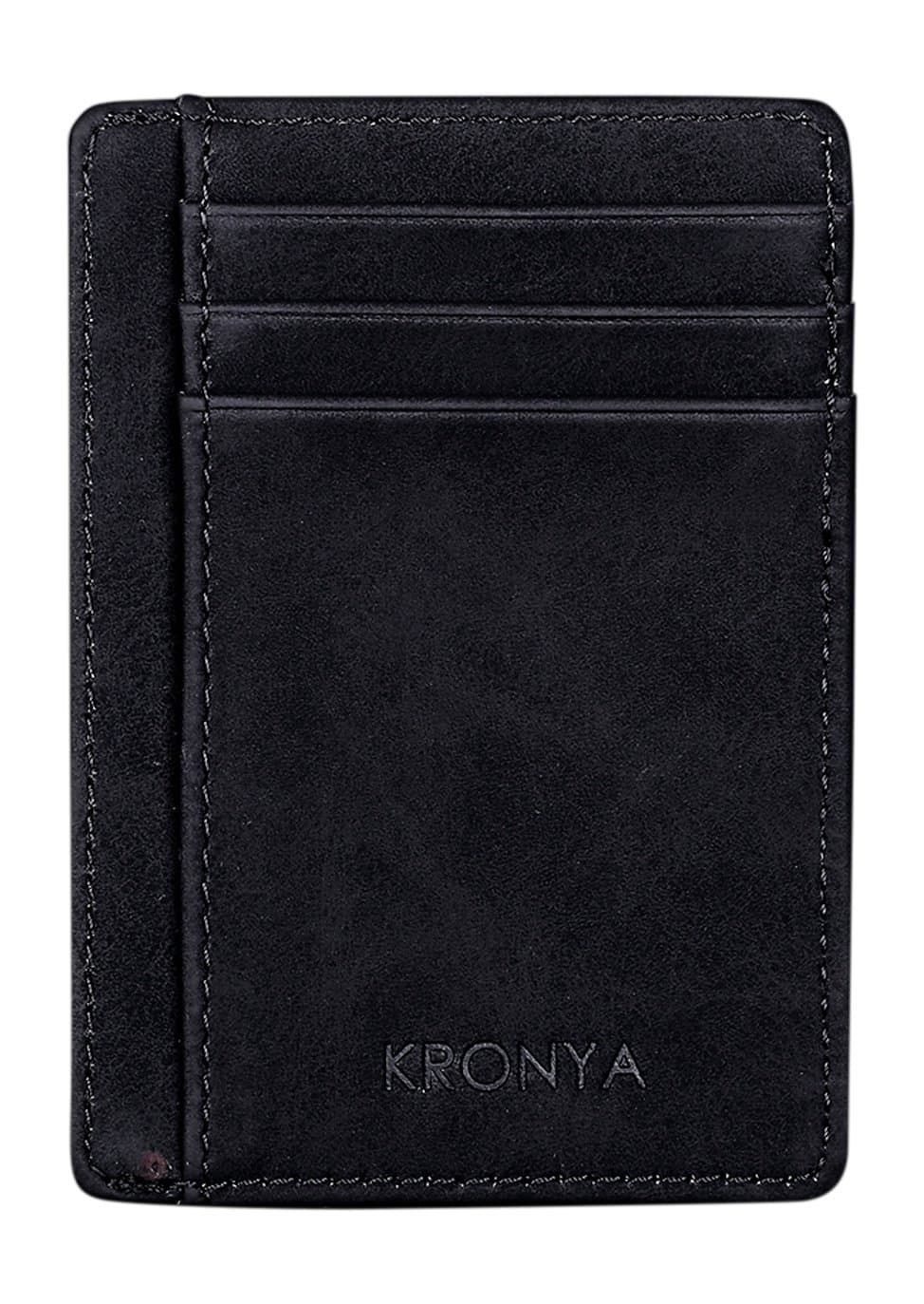 | Elegant Leather Wallet with RFID Protection | Wallet Case Money Clip Holder Credit Card Holder (Black)
