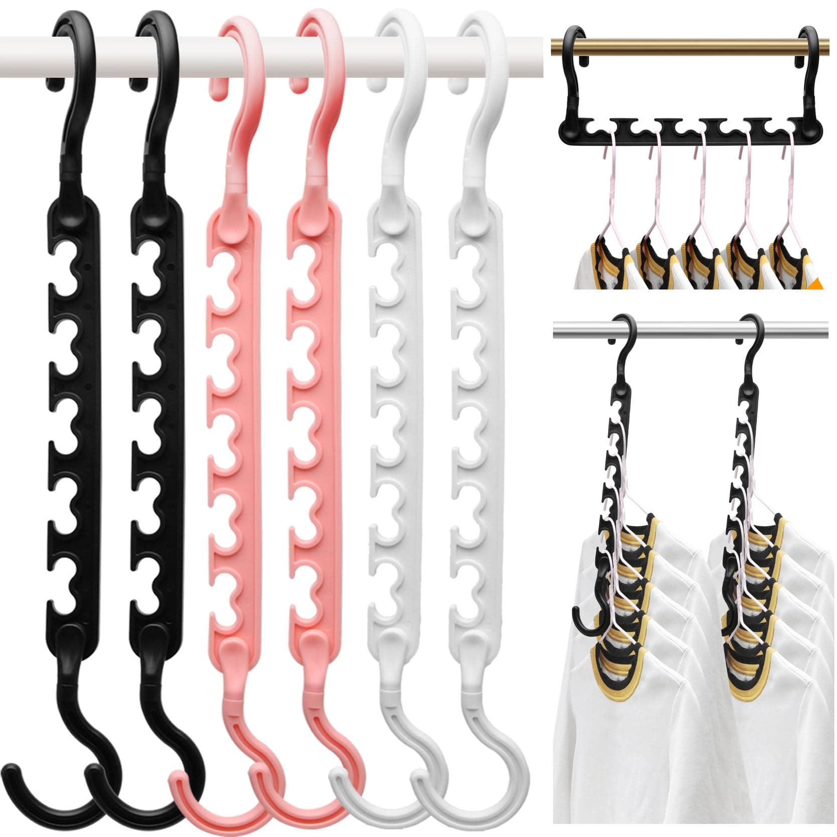 6-Pack-Closet-Organizers-and-Storage,Sturdy Organization-and-Storage-Hangers-Space-Saving for Wardrobe,Dorm-Room-Essentials for College Students Girls Smart Clothes Hanger