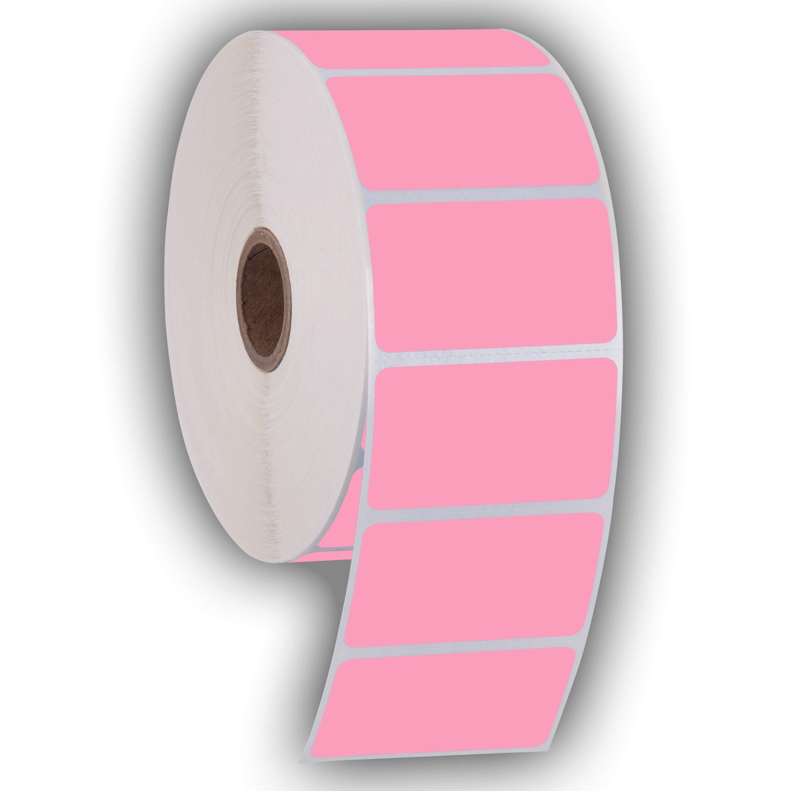 2.25" X 1.25" Direct Thermal Perforated Stickers Labels for Barcodes, Address, Consignment - Compatible with Zebra, Rollo, Godex and More (Pink, 6 Rolls)
