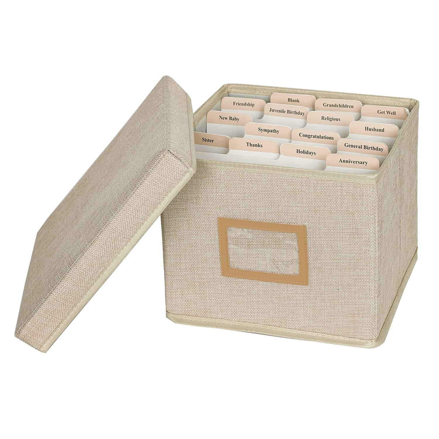 Lukeline Greeting Card Organizer and Storage Box with 15 Adjustable Dividers, Stores 140+ Cards, Suitable for Storing Greeting Cards, Envelopes, Stickers, Photos, Notecards and More