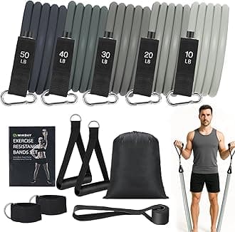 Exercise Resistance Bands with Handles for Working Out Workout Bands Set with Door Anchor for Physical Therapy, Yoga, Pilates