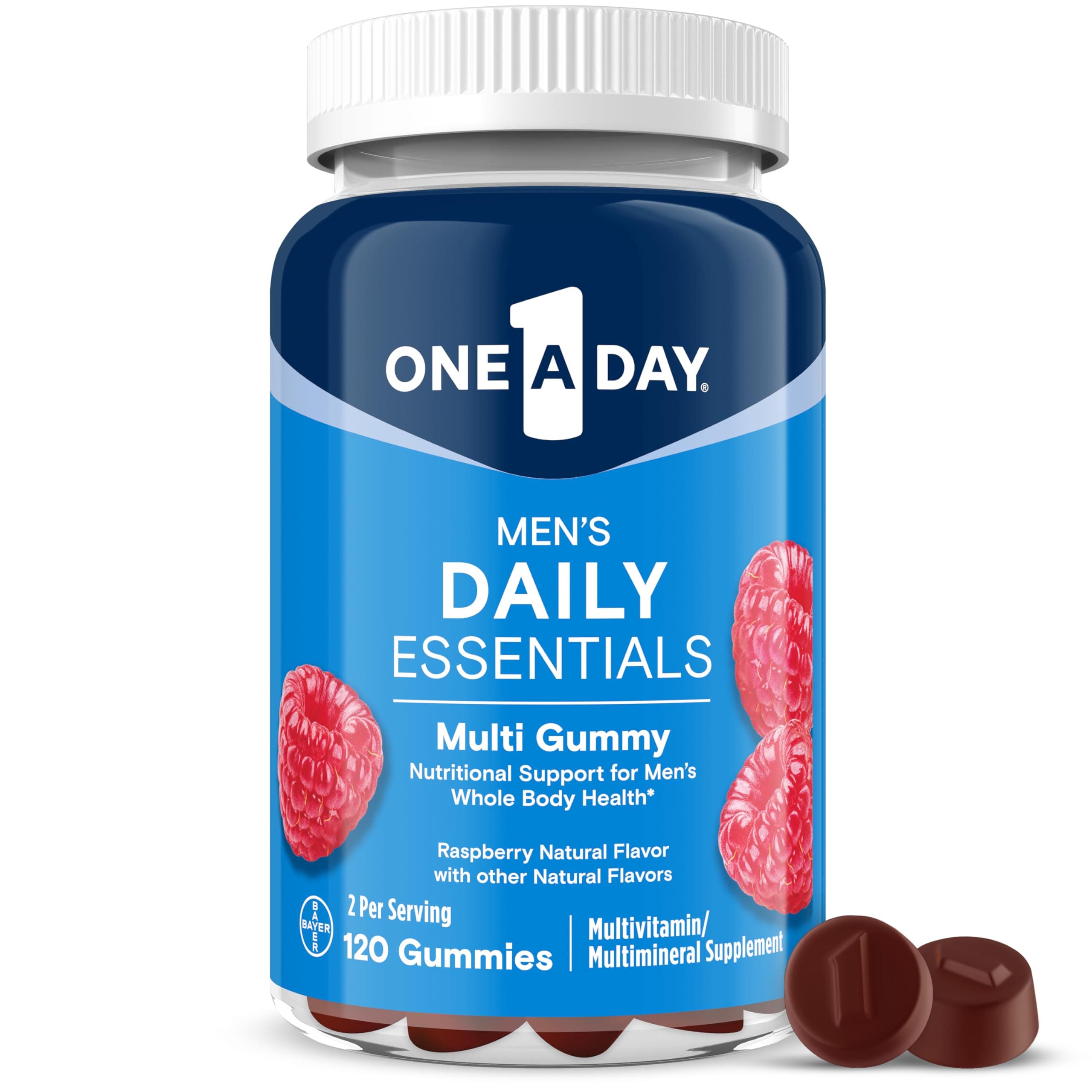Men’s Daily Essentials Multivitamin Gummies, Multivitamin for Men, Bone Health, Zinc, Raspberry Natural Flavor, 120 Gummies