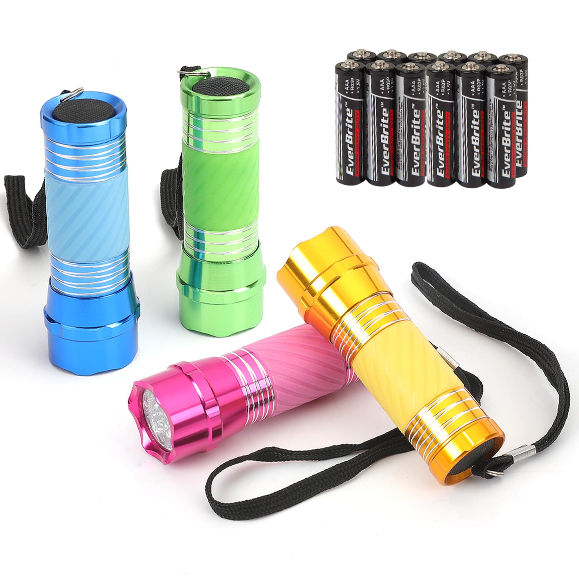 4-Pack Small LED Torches, Batteries Included, Thick-Walled Aluminium Pocket Flashlight Set for Party Favours, Camping, Gifts, and Emergency Use