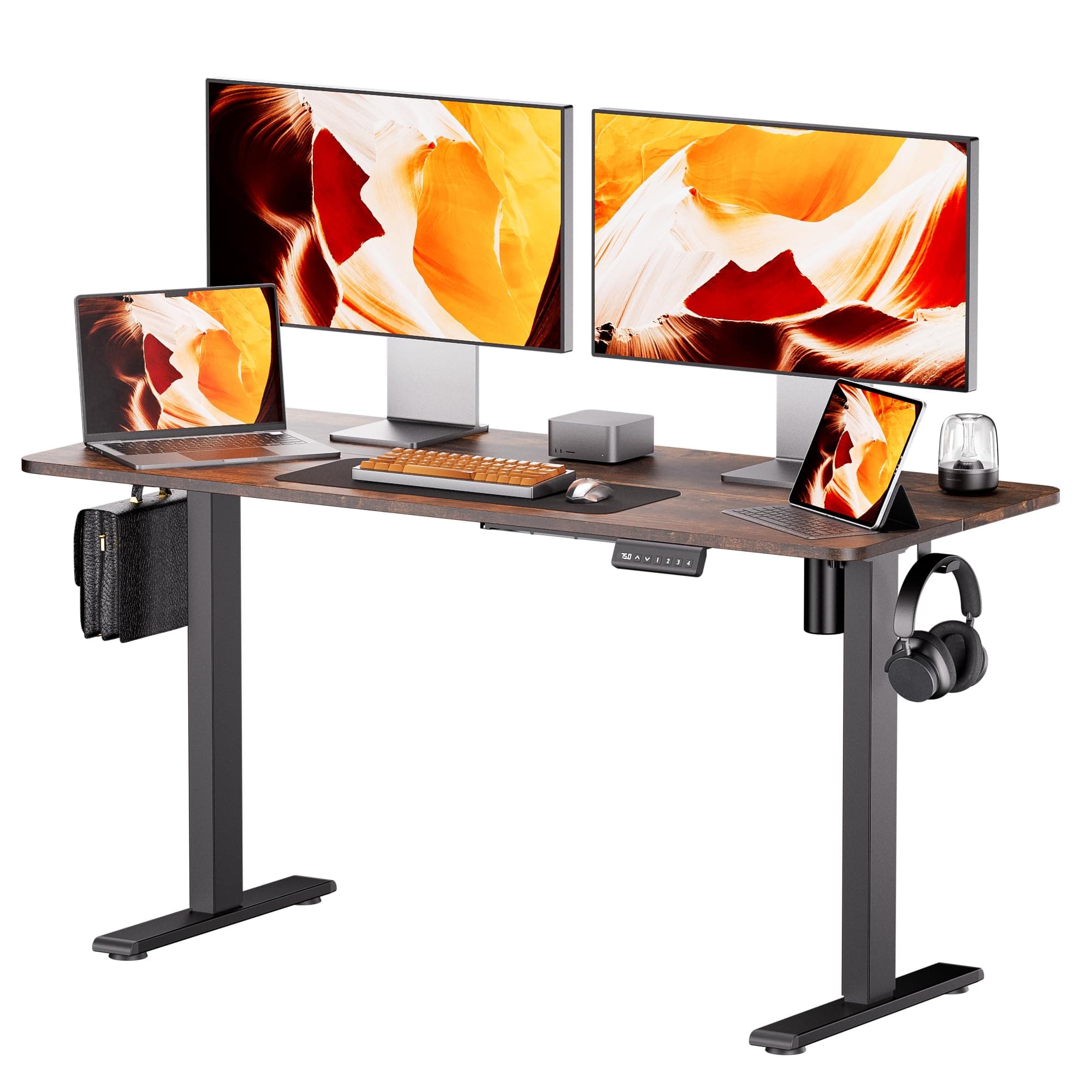 Electric Standing Desk - Adjustable Height with Memory Preset, 140 x 60 cm Ergonomic Design Home Office Standing Desk