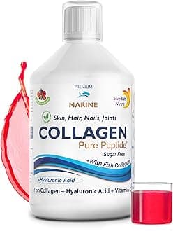 Swedish Nutra - Hydrolyzed Marine Collagen Liquid Supplement - Pack of 500 ml, 20 Day Supply | Pure Peptide and Vitamins for Healthy Hair, Skin, Nails and Joints I 100% Natural Berry Flavour