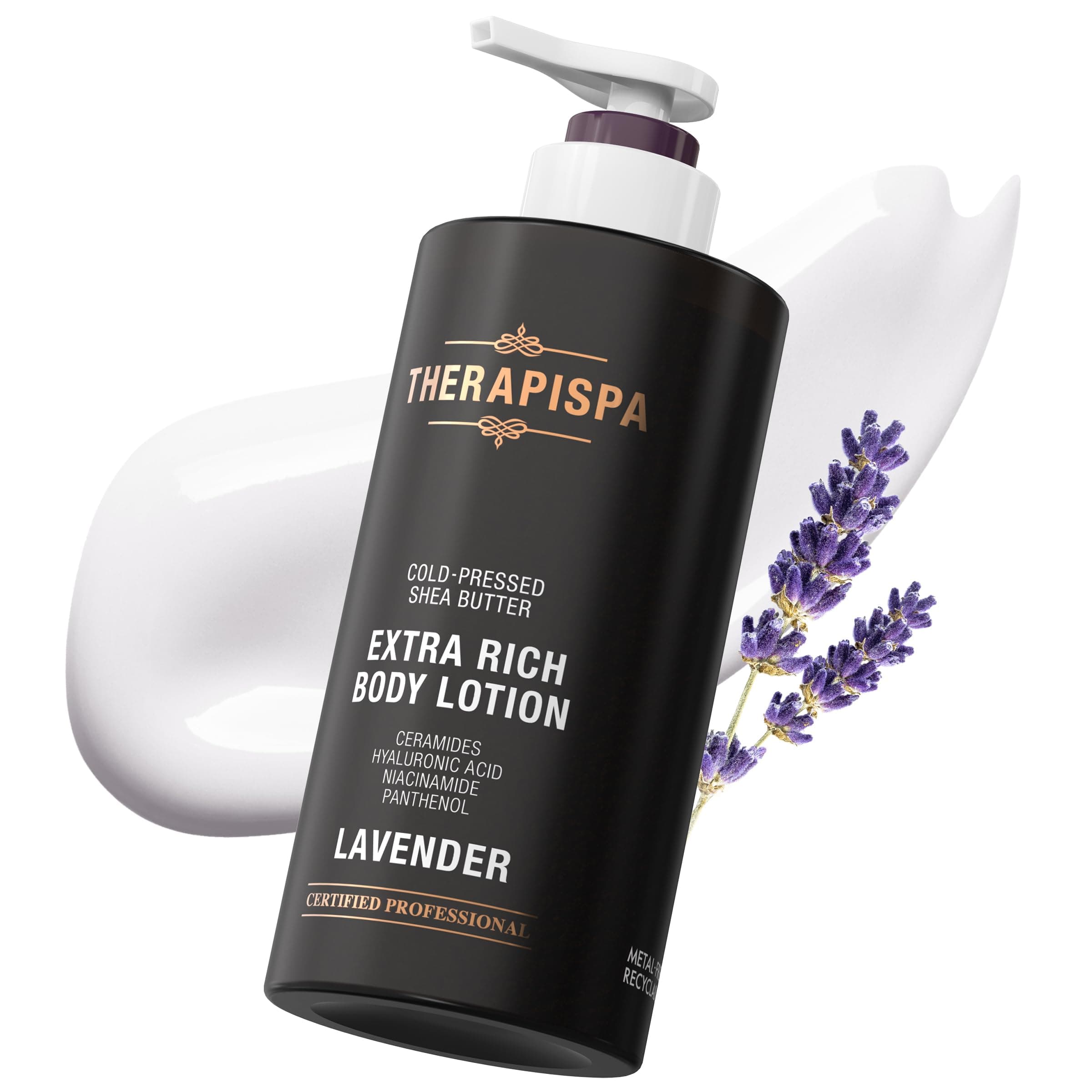 THERAPISPA Extra Rich Body Lotion – Deep Hydration & Nourishment for Dry, Rough Skin | Enriched with Shea Butter, Ceramides & Panthenol (B5) for Velvety Smooth Skin (Lavender, 17.0 fl oz, Pack of 1)