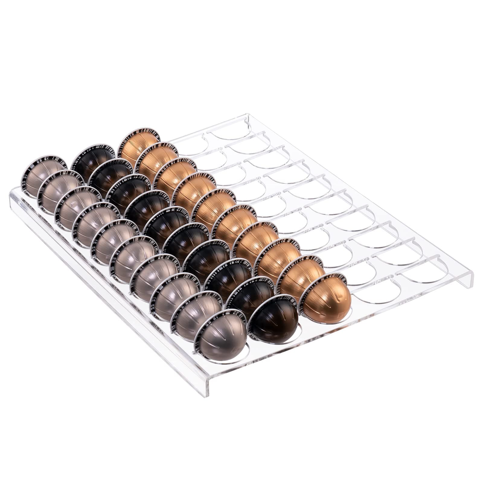 Sumerflos Clear Coffee Pod Holder Storage Tray 15.75" L x 12.6" W Compatible with Vertuoline Capsule, Drawer Insert Organizer Holds 50 Pods Counter Organizer of Kitchen, Home, Office