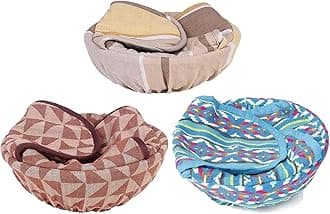 Dhanak Kitchen Roti Basket with Cloth, Chapati Box, Washable Cloth with Chain; Roti Rumals (Multicolor) (2 Baskets)