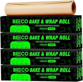 Beco Eco-Friendly Baking & Wrapping Paper, 20 Meter Roll Each, Pack of 4, 100% Bamboo Pulp & Chemical Free Parchment Paper