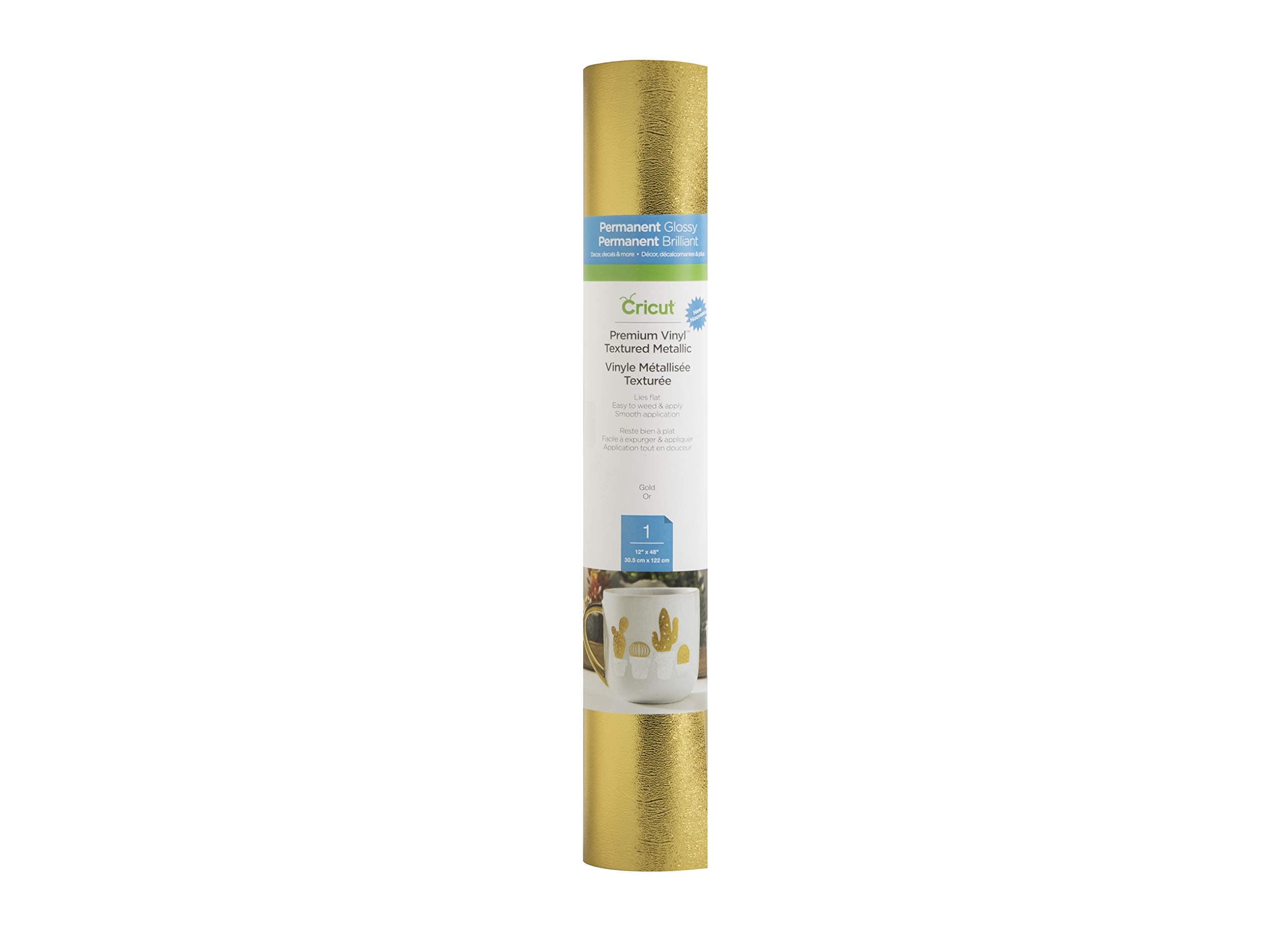Cricut Premium Vinyl - Permanent, 12” X 48” Adhesive Decal Roll - Gold