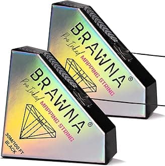 BRAWNA [ 2 pack ] Pre - Inked Mapping String for Eyebrow Mapping - Premium PMU Thread - Brow Measuring Tool - Microblading Supplies - Black