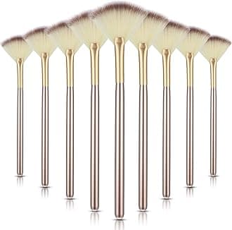 Maitys 9 Pieces Facial Brushes Fan Mask Brushes, Soft Facial Applicator Brushes Tools for Peel Glycolic Mask Makeup for Mud Cream (Champagne)
