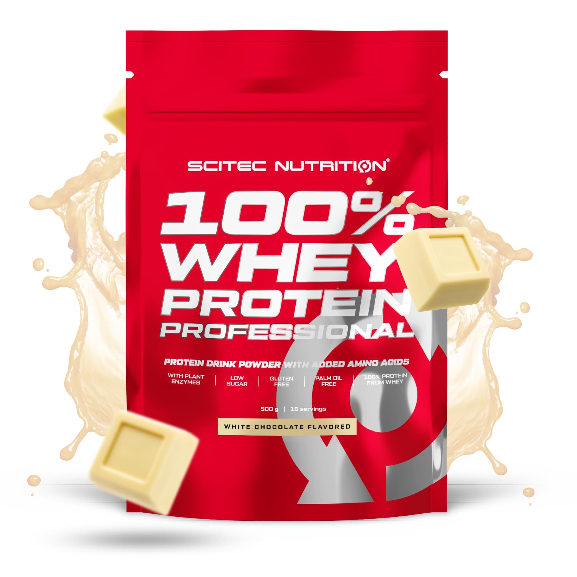 Scitec Nutrition100% Whey Protein Professional – Enhanced with Extra Amino Acids & Digestive Enzymes – Gluten-Free – Palm Oil Free, 500 g, White Chocolate